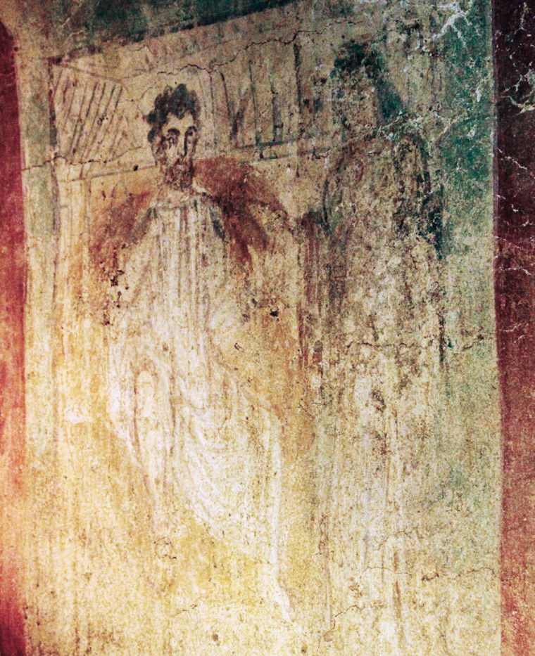 Fig. 4. Thessaloniki. Tomb 52. Northern wall. Reading youth. Thessaloniki, Museum of Byzantine Culture. Photo by author