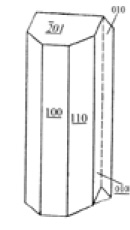 Рис. 229. Двойник призматических кристаллов малахи та по (100)