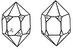 Рис. 188. Дофинейский (а и бразильский (б) двойники (схема)