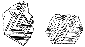 Рис. 338. Сложные (повторные) двойники клинохлора по (001)