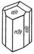 Рис. 312. Призматический кристалл турмалина