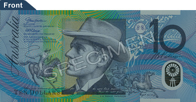 Image showing the front of the A$10 note featuring AB 'Banjo' Paterson