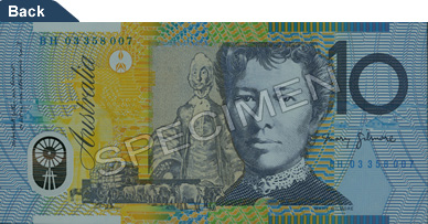 Image showing the back of the A$10 note featuring Dame  Mary Gilmore