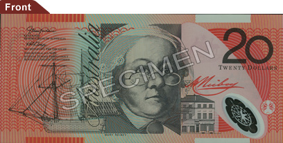 Image showing the front of the A$20 note featuring Mary Reibey